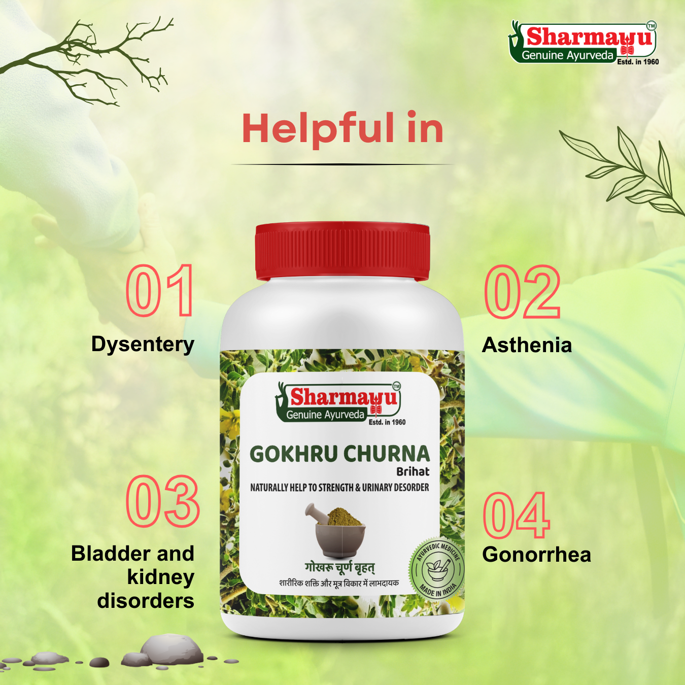 Sharmayu Gokhru Churna Brihat – Ayurvedic Remedy for Strength & Urinary Health