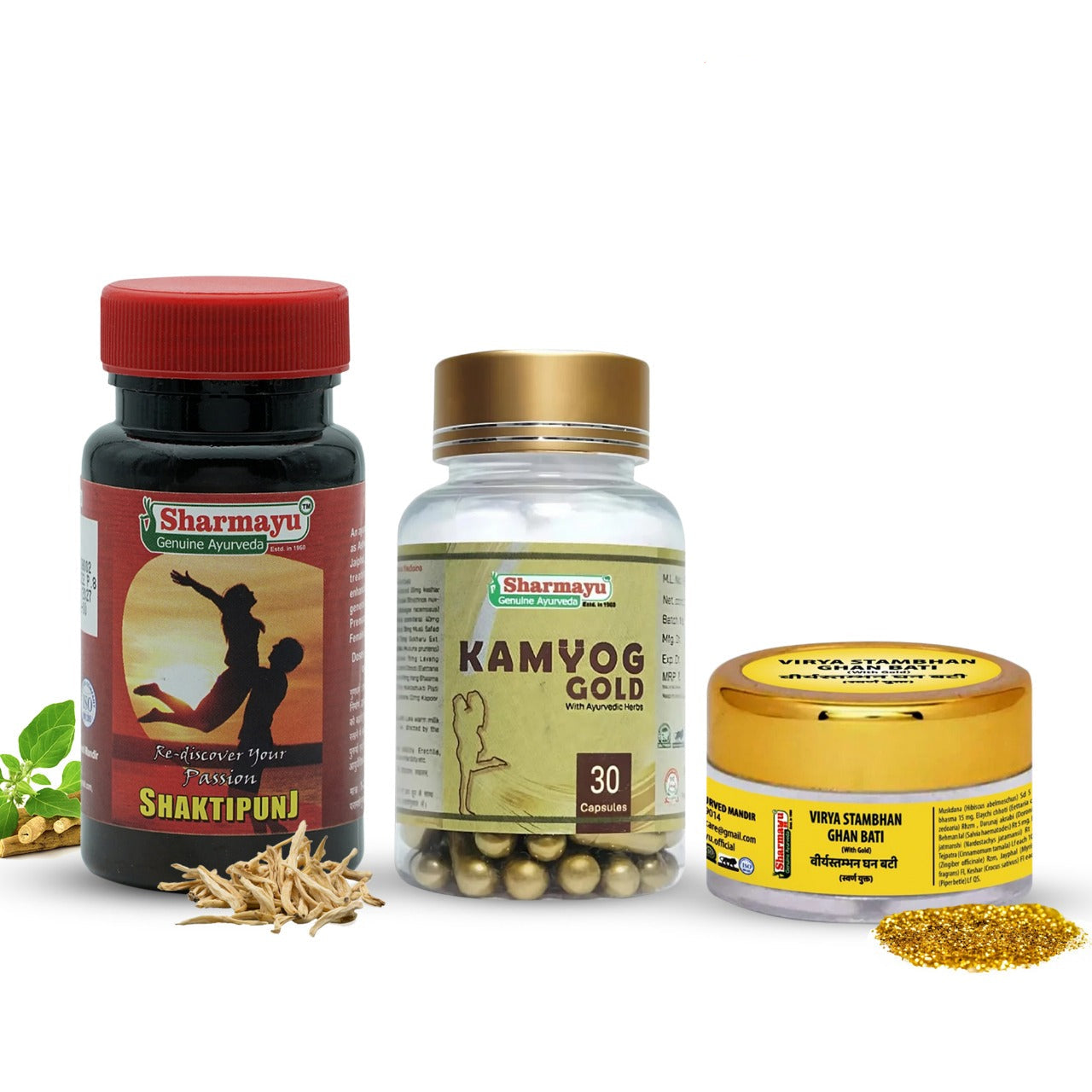 V Stambhan Ghan Bati (25 Tab) + Kamyog Gold (30 Cap) + Shaktipunj (80 Tab)
