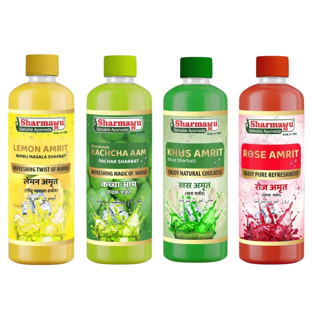 Summer Special - Sharbat Combo (4 Pack) (Rose + Lemon + Khus + Kachcha Aam)