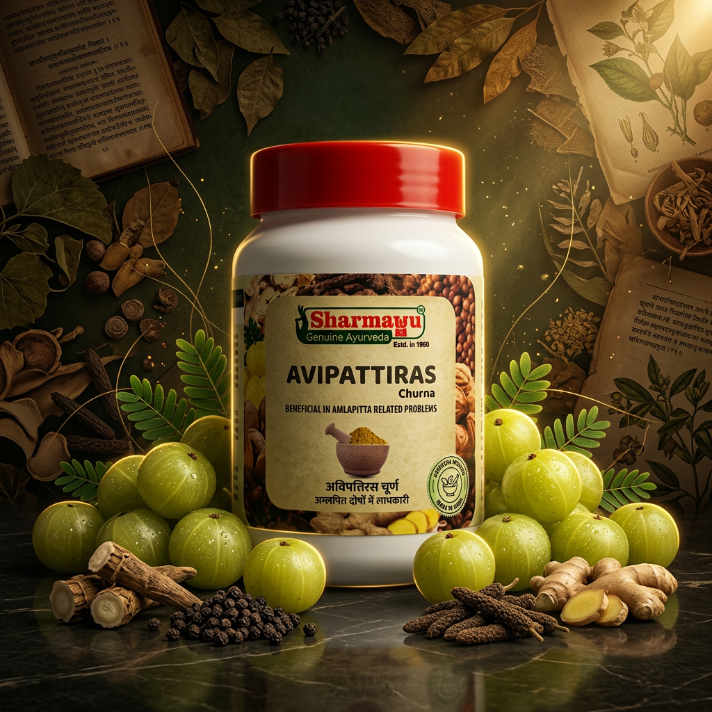Sharmayu Avipattiras Churna (Avipattikar Churna) – Ayurvedic Remedy for Digestive Health & Hyperacidity 100 GM