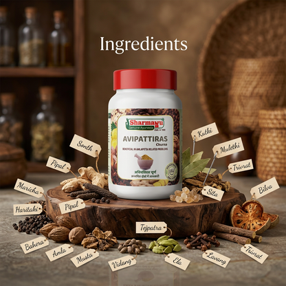 Sharmayu Avipattiras Churna (Avipattikar Churna) – Ayurvedic Remedy for Digestive Health & Hyperacidity 100 GM