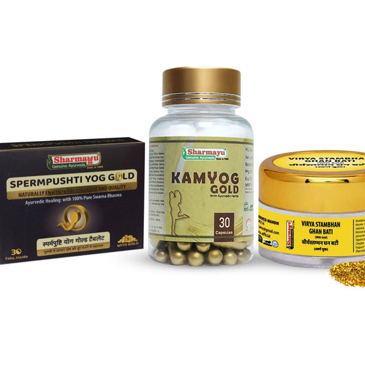 Kam Yog Gold (30 Cap) + V Stambhan Ghan Bati (25 Tab) + S Pushti Gold Capsule (30 Tab)