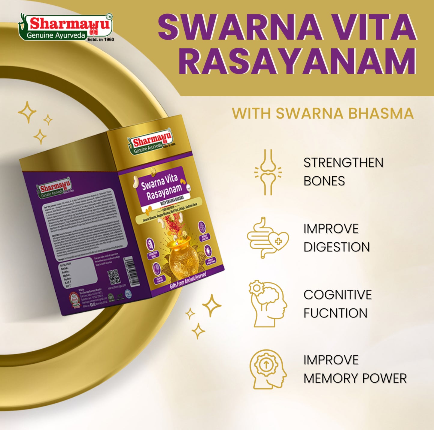 Sharmayu Father's Day Special Combo (Pack of 4) | Mount Kanchenjunga Shilajit 20 g + Shilajit Swarna Shakti Ras 200 g + Swarna Vita Rasayanam 500 g + Shaktipunj Tablets
