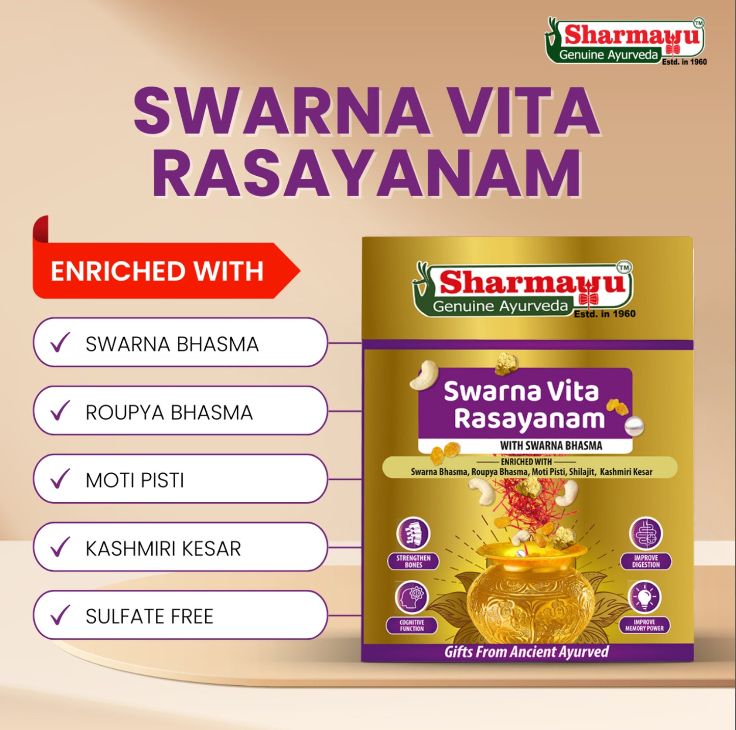 Sharmayu Father's Day Special Combo (Pack of 4) | Mount Kanchenjunga Shilajit 20 g + Shilajit Swarna Shakti Ras 200 g + Swarna Vita Rasayanam 500 g + Shaktipunj Tablets