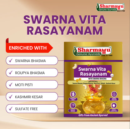 Sharmayu Father's Day Special Combo (Pack of 4) | Mount Kanchenjunga Shilajit 20 g + Shilajit Swarna Shakti Ras 200 g + Swarna Vita Rasayanam 500 g + Shaktipunj Tablets