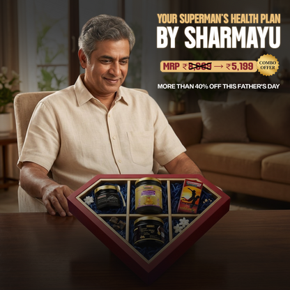 Sharmayu Father's Day Special Combo (Pack of 4) | Mount Kanchenjunga Shilajit 20 g + Shilajit Swarna Shakti Ras 200 g + Swarna Vita Rasayanam 500 g + Shaktipunj Tablets