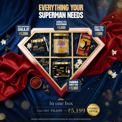 Sharmayu Father's Day Special Combo (Pack of 4) | Mount Kanchenjunga Shilajit 20 g + Shilajit Swarna Shakti Ras 200 g + Swarna Vita Rasayanam 500 g + Shaktipunj Tablets