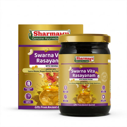 Sharmayu Father's Day Special Combo (Pack of 4) | Mount Kanchenjunga Shilajit 20 g + Shilajit Swarna Shakti Ras 200 g + Swarna Vita Rasayanam 500 g + Shaktipunj Tablets